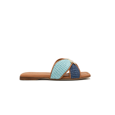 Didius - Navy/Marina | Ciabattine in Rafia