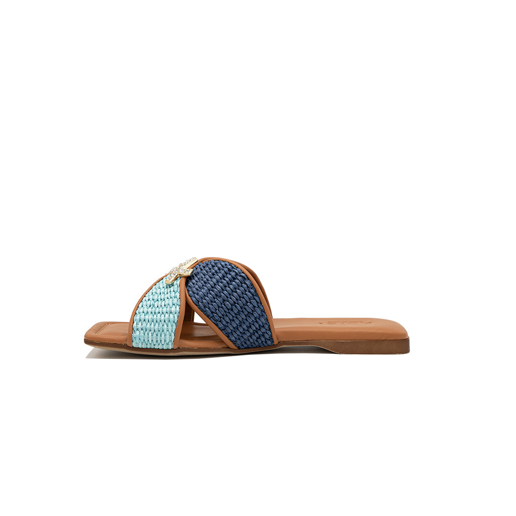 Didius - Navy/Marina | Ciabattine in Rafia