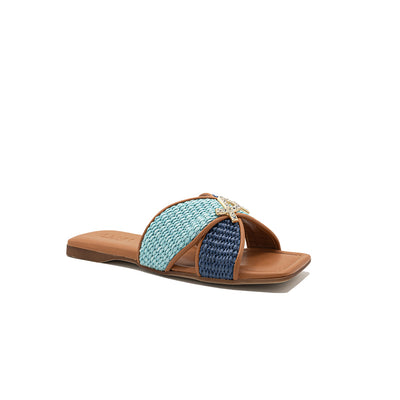 Didius - Navy/Marina | Ciabattine in Rafia