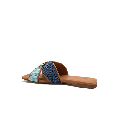 Didius - Navy/Marina | Ciabattine in Rafia