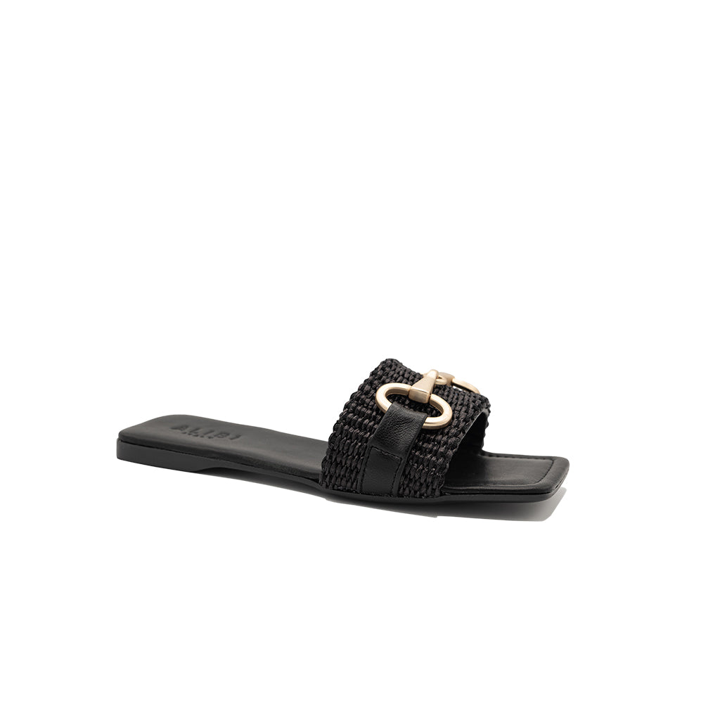 Lily - Black | Sandalias en Rafia