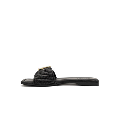 Mila - Black | Ciabattine in Rafia