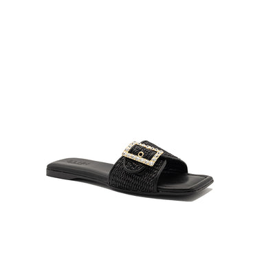 Mila - Black | Ciabattine in Rafia