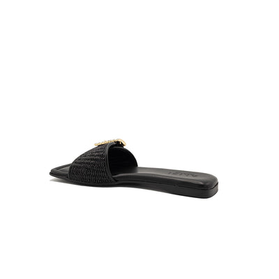 Mila - Black | Ciabattine in Rafia