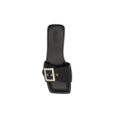 Mila - Black | Ciabattine in Rafia