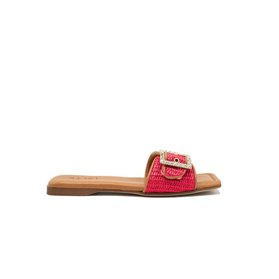 Mila - Corail | Chaussons en raphia