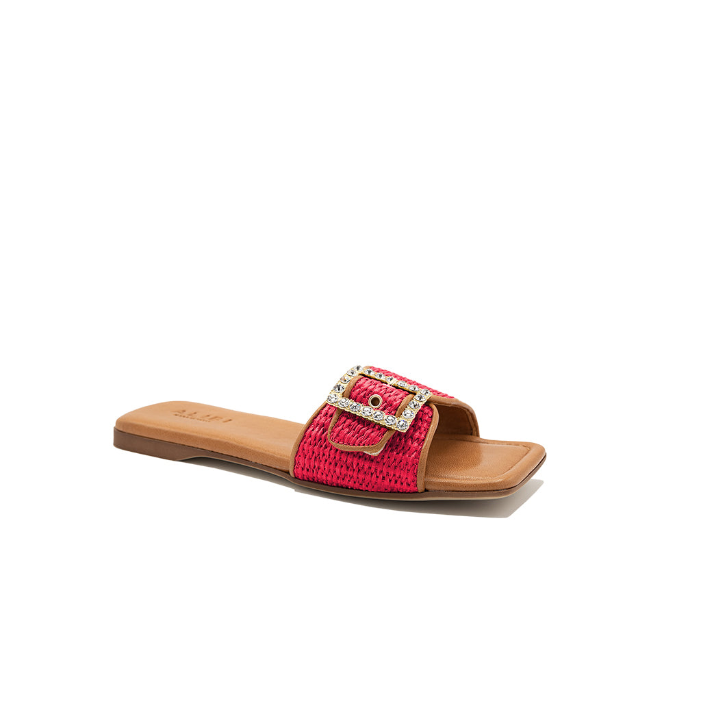 Mila - Corail | Chaussons en raphia