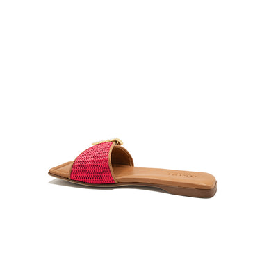 Mila - Corail | Chaussons en raphia