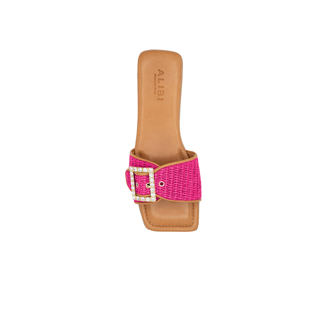 Mila - Fuchsia | Chaussons en raphia