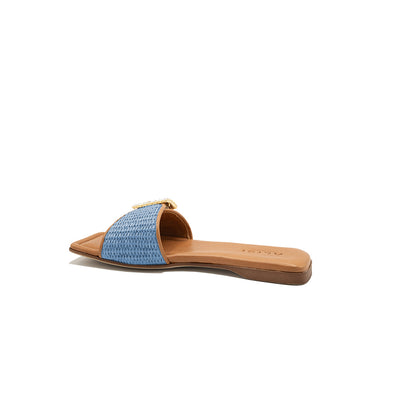 Mila - Bleu clair | Chaussons en raphia
