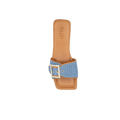 Mila - Bleu clair | Chaussons en raphia