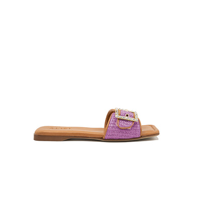 Mila - Lilas | Chaussons en raphia