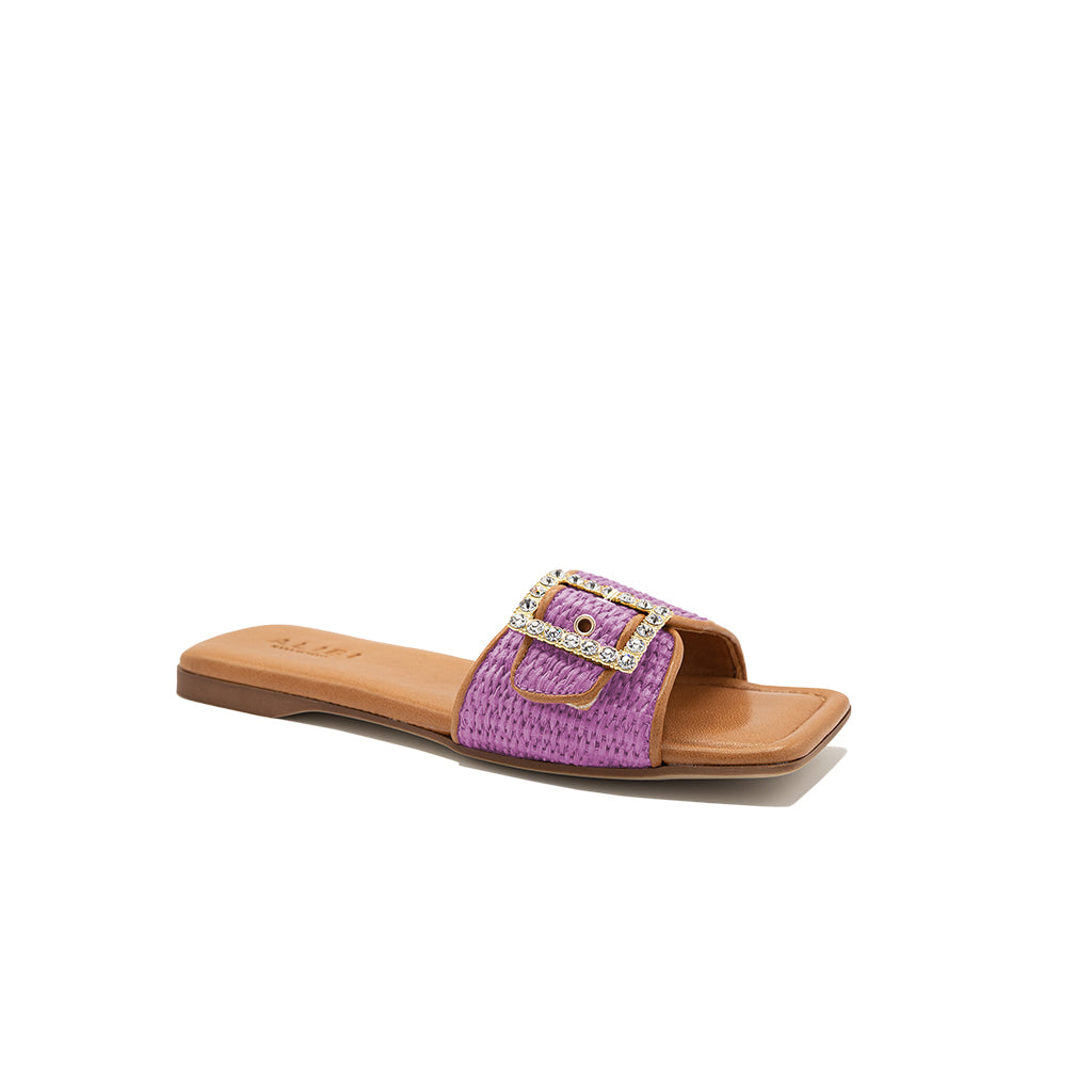 Mila - Lilas | Chaussons en raphia
