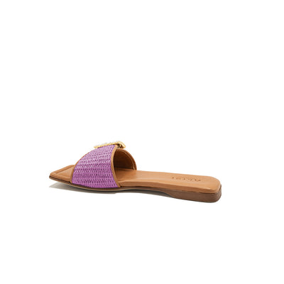 Mila - Lilas | Chaussons en raphia