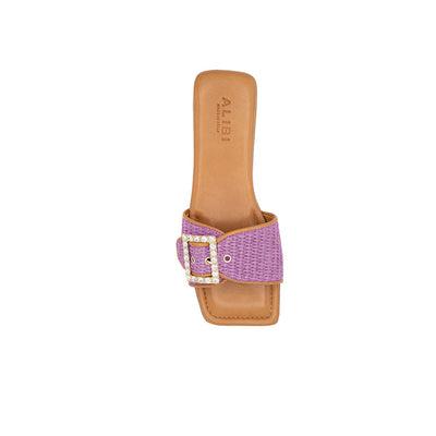 Mila - Lilas | Chaussons en raphia