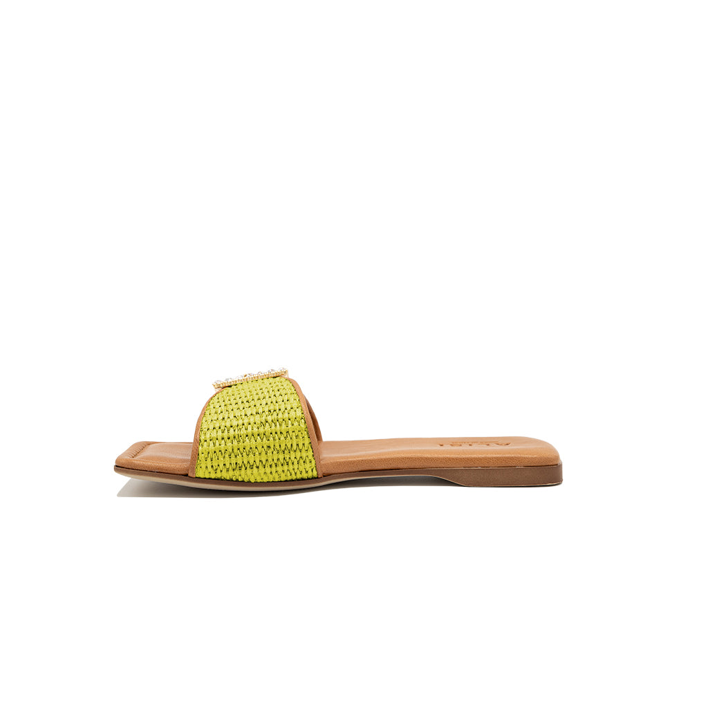 Mille - Citron vert | Chaussons en raphia