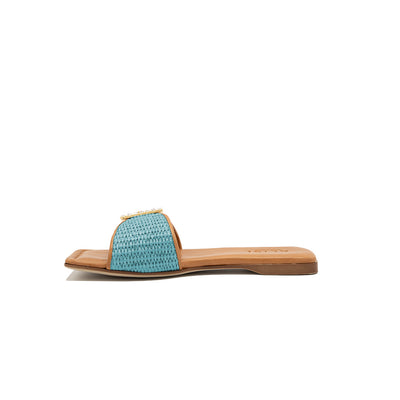 Mille - Marine | Chaussons en raphia
