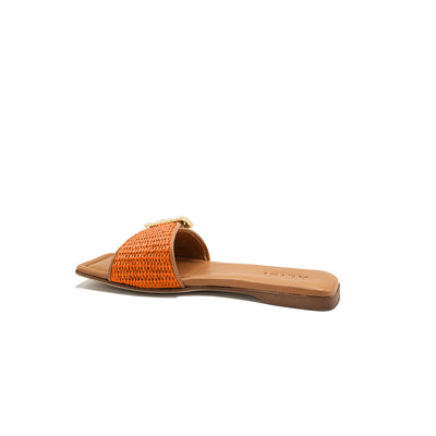 Mila - Orange | Chaussons en raphia