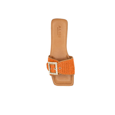 Mila - Orange | Chaussons en raphia