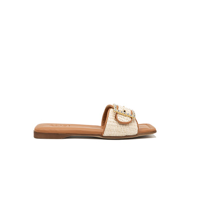 Mila - Perle | Chaussons en raphia