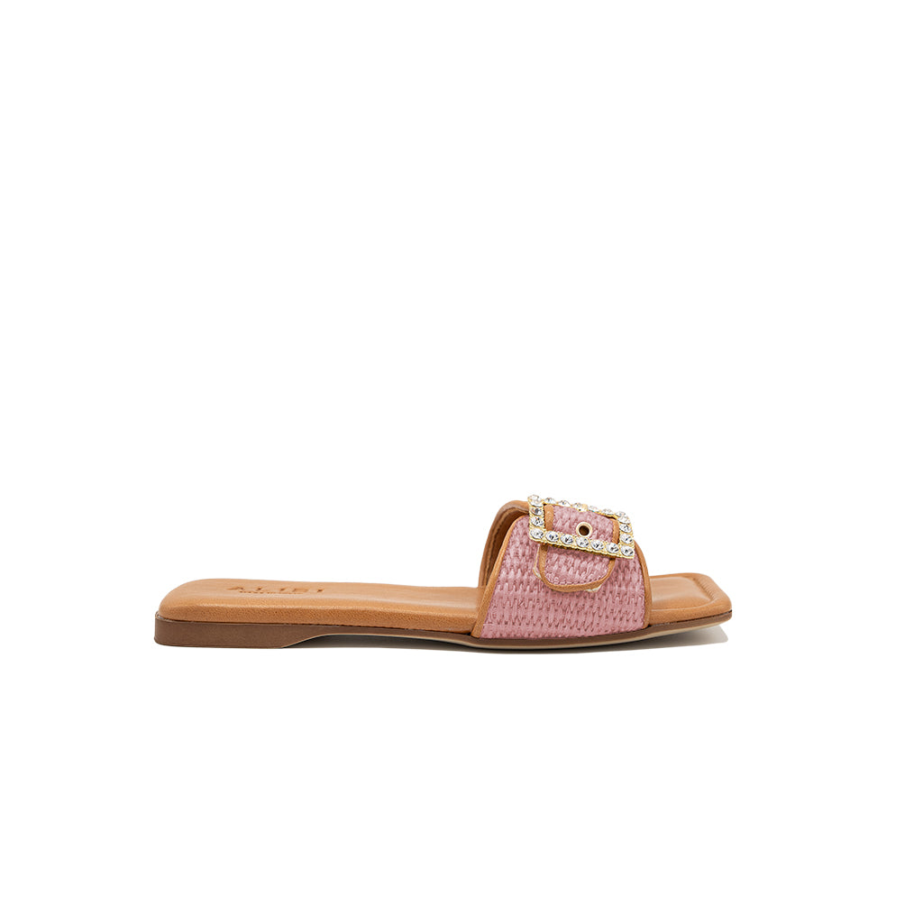 Mila - Rose | Chaussons en raphia