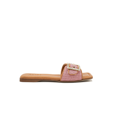Mila - Rose | Chaussons en raphia
