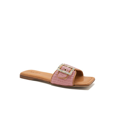 Mila - Rose | Chaussons en raphia