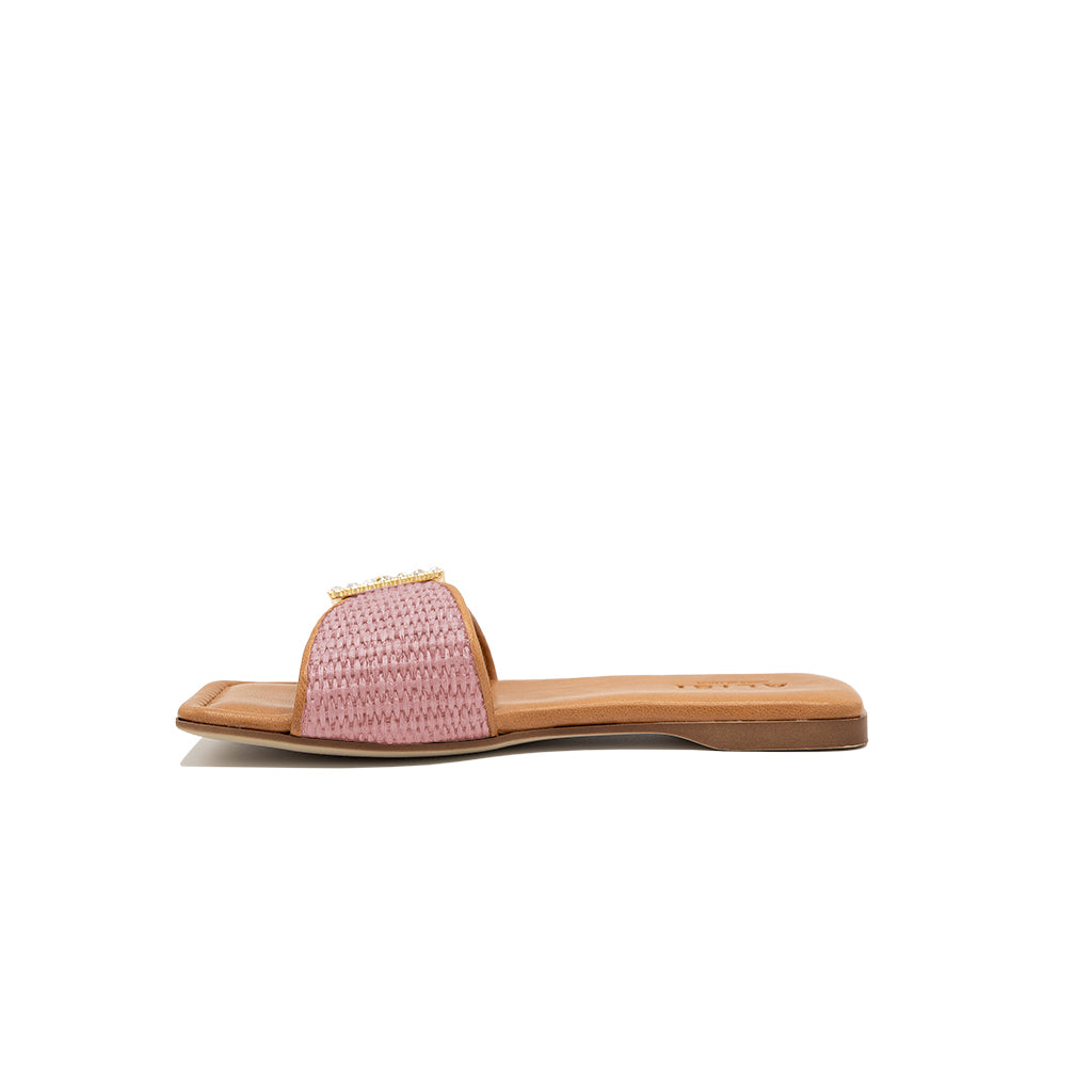 Mila - Rose | Chaussons en raphia