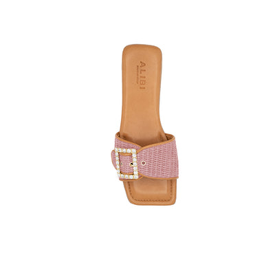 Mila - Rose | Chaussons en raphia