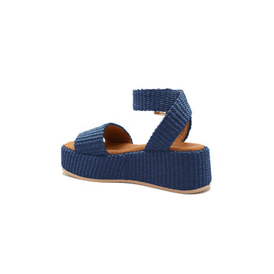 Terry - Bleu marine | Compensées en raphia 