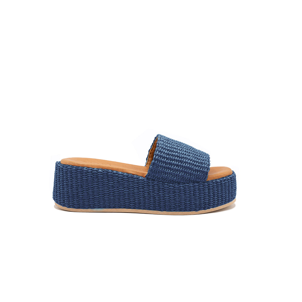 Thea - Navy | Raffia Wedges 