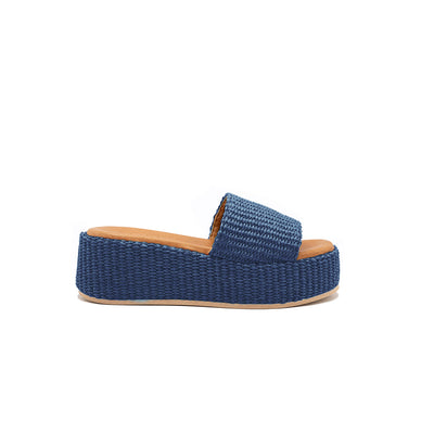 Thea - Navy | Raffia Wedges 