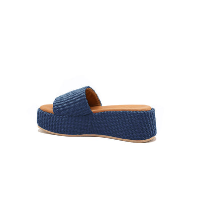 Thea - Navy | Raffia Wedges 