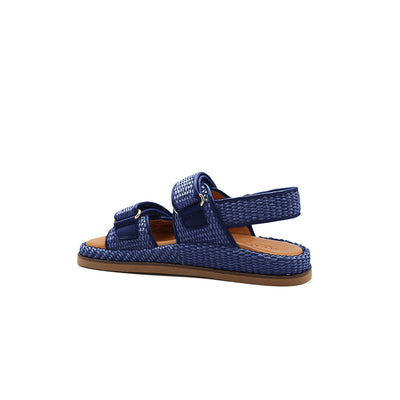 Vera - Navy | Raffia sandals