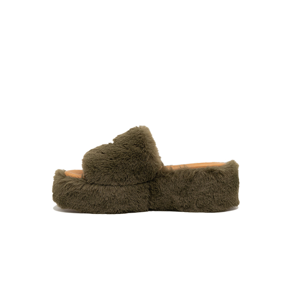 Anthea - Army | Sandali in Eco Fur