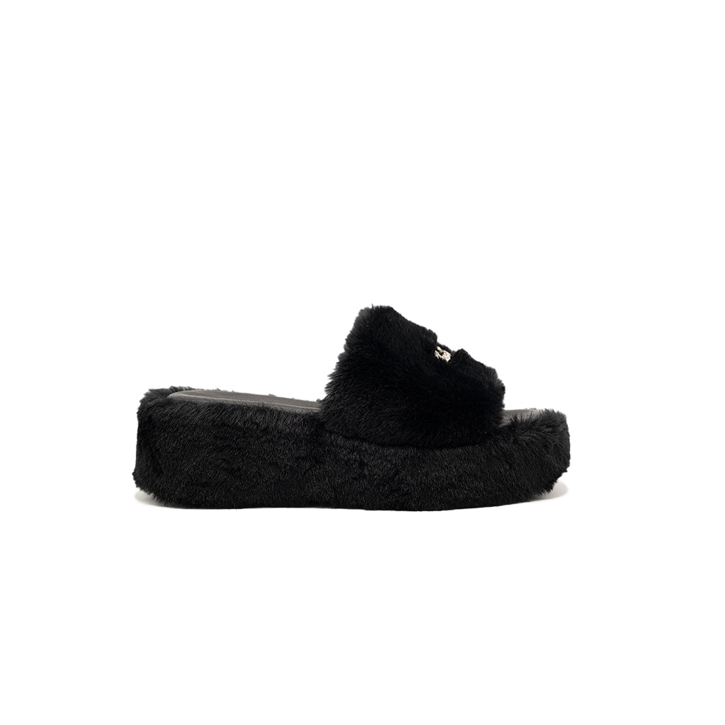 Anthea - Black | Sandali in Eco Fur