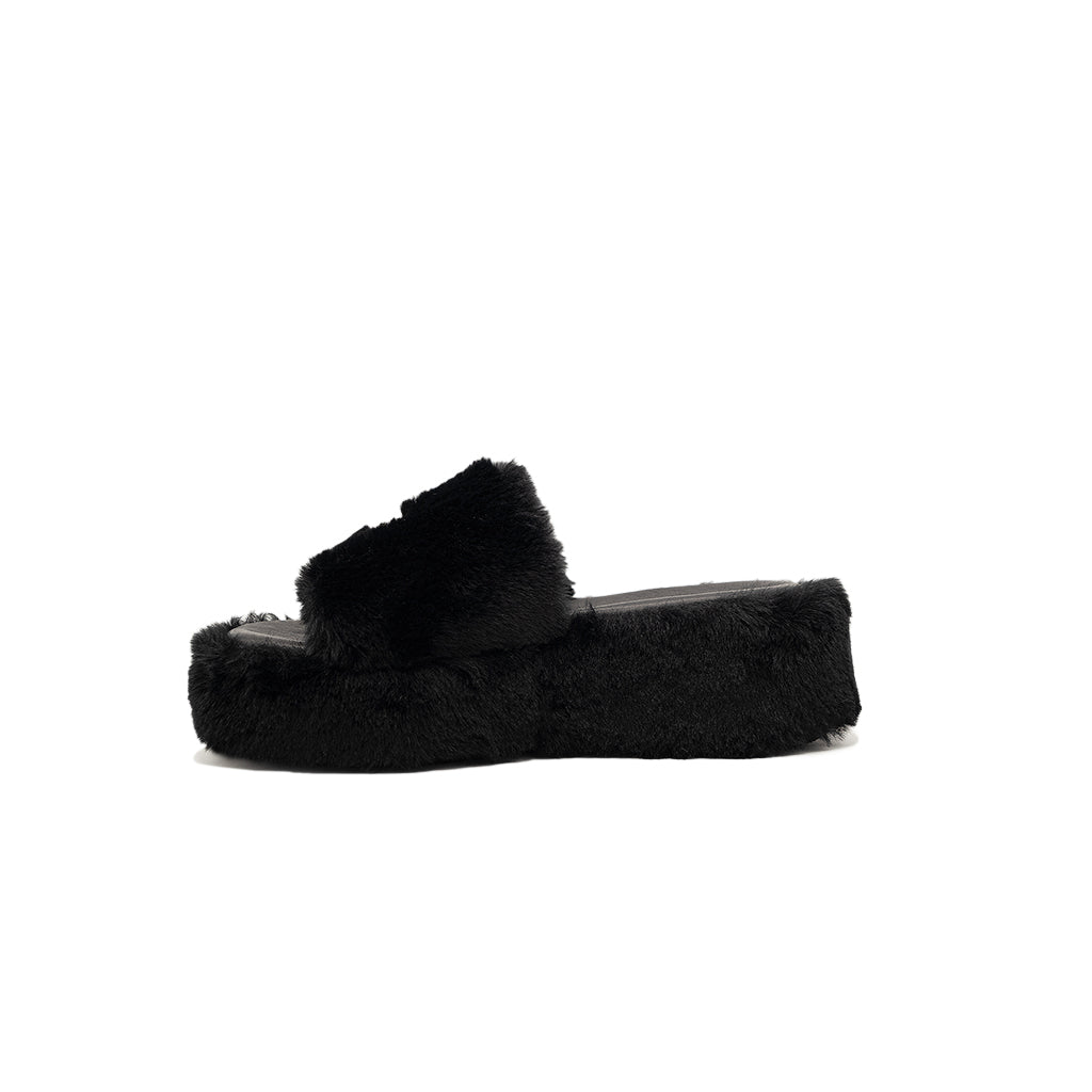 Anthea - Black | Sandali in Eco Fur