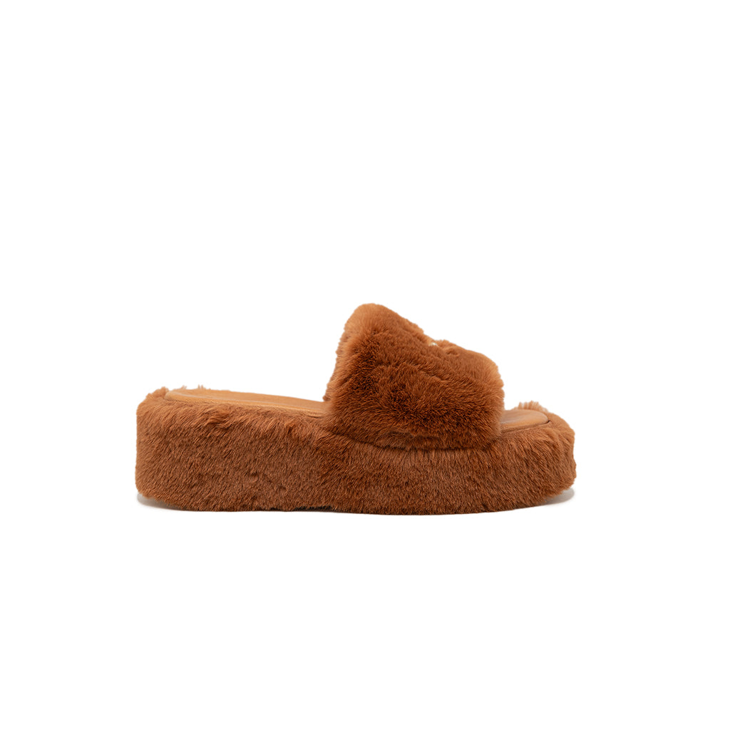 Anthea - Brick | Sandali in Eco Fur