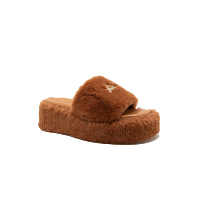 Anthea - Brick | Sandali in Eco Fur