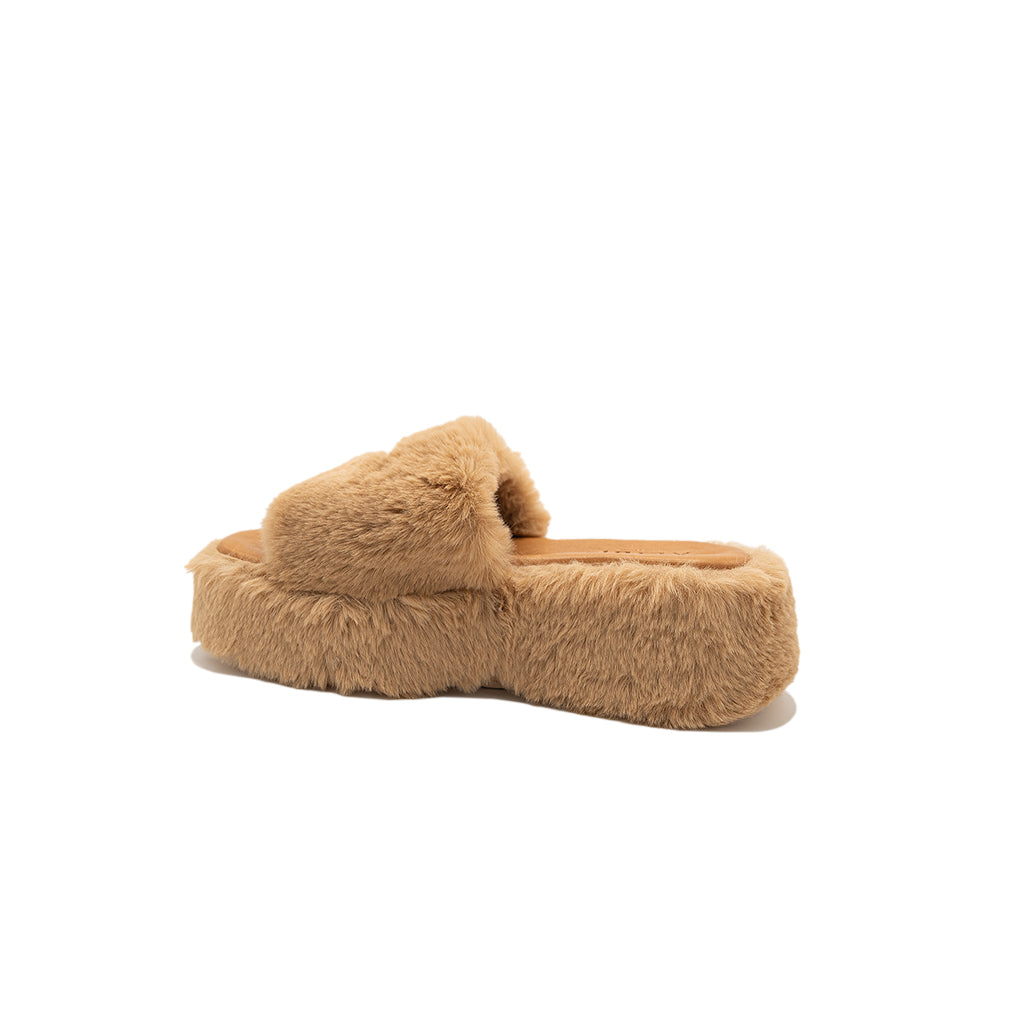 Anthea - Camel | Sandali in Eco Fur