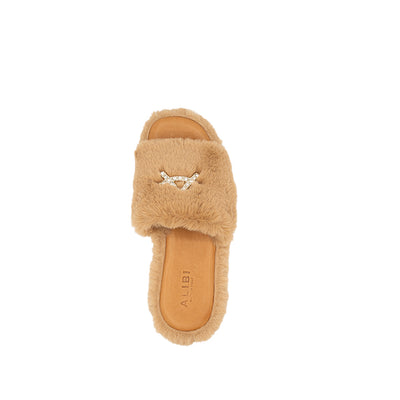 Anthea - Camel | Sandali in Eco Fur