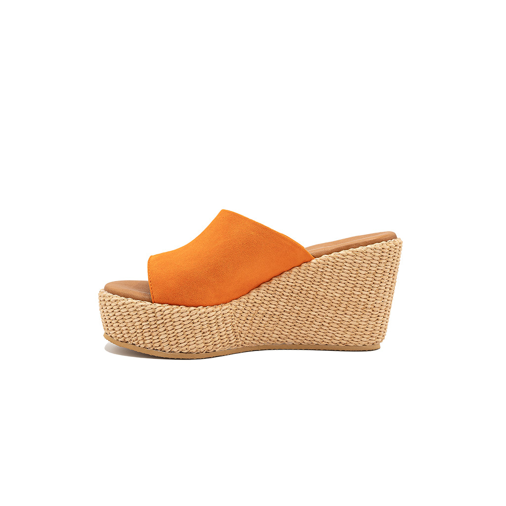 Clio - Orange | Cuñas de Cuero Gamuza