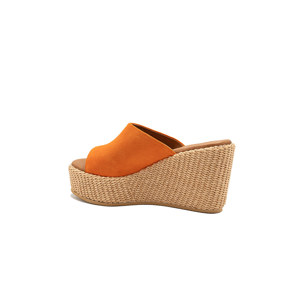 Clio - Orange | Cuñas de Cuero Gamuza