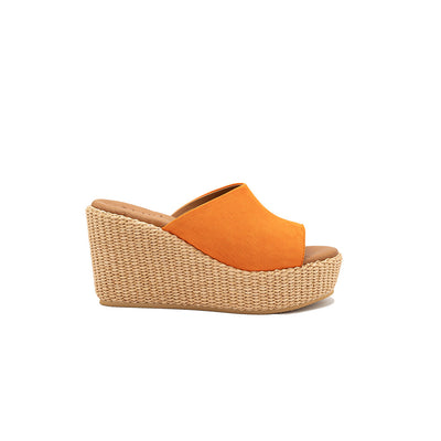 Clio - Orange | Cuñas de Cuero Gamuza