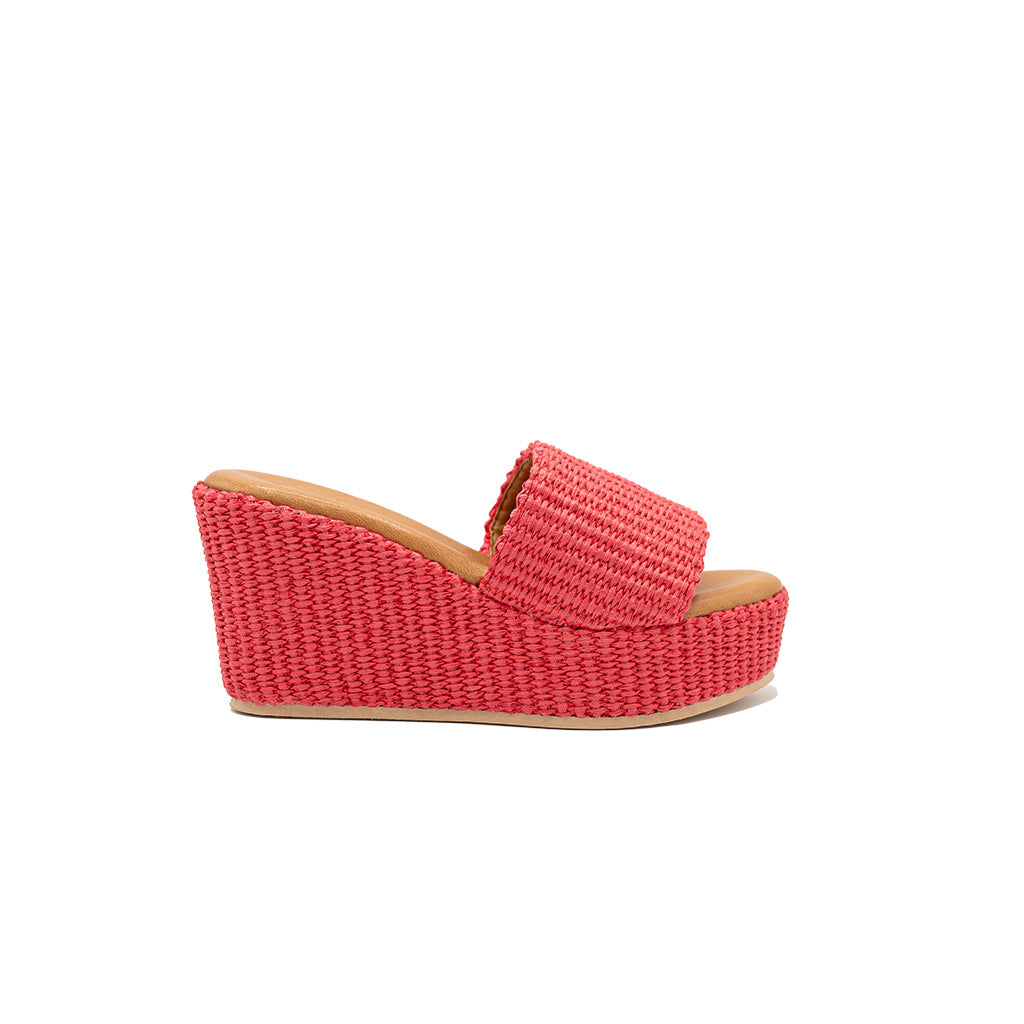 Daphne - Coral | Zeppe in Rafia