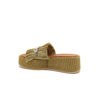 Olympia - Olive | Sandali con zeppa in Rafia