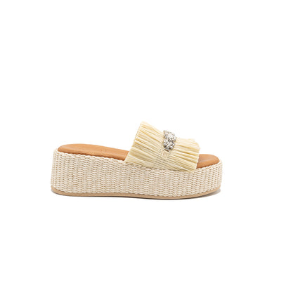 Olympia - Pearl | Sandalias con Cuña de Rafia