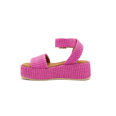 Terry - Fucsia | Sandali con zeppa in Rafia