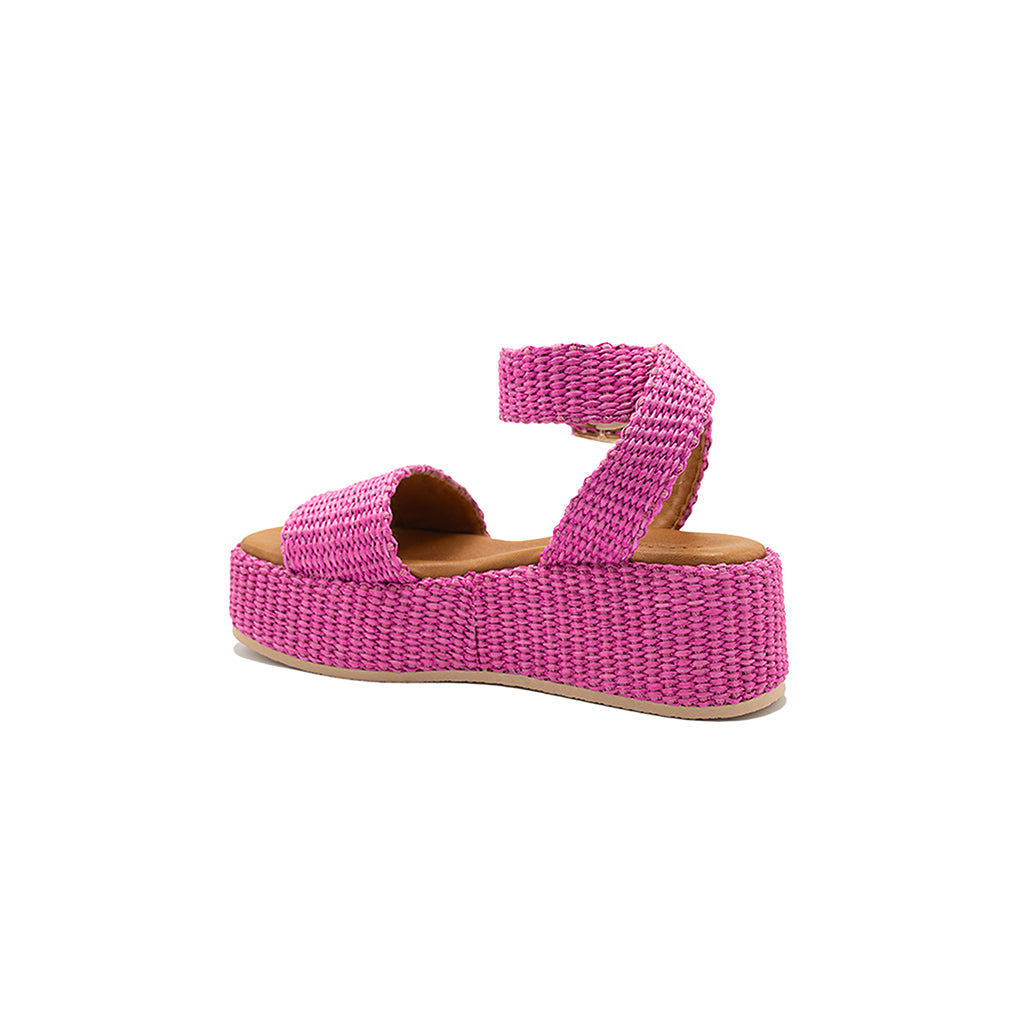 Terry - Fucsia | Sandali con zeppa in Rafia