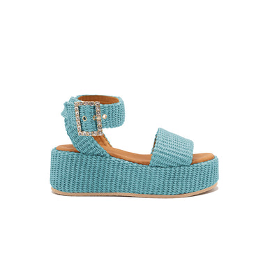 Terry - Bleu marine | Compensées en raphia